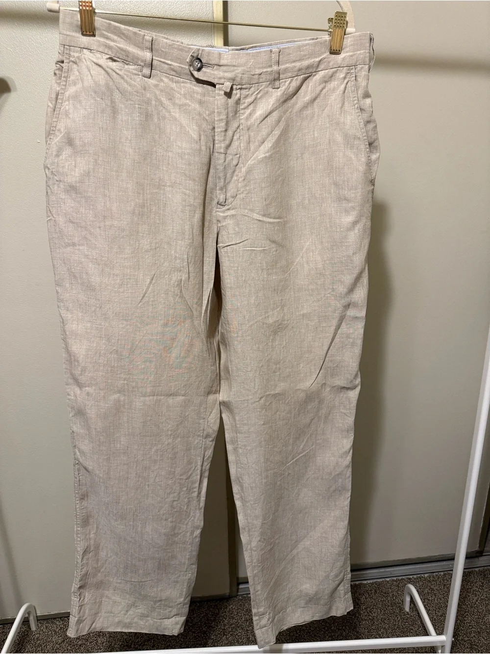 Faconnable Men's Beige Linen Blend Pants size 35